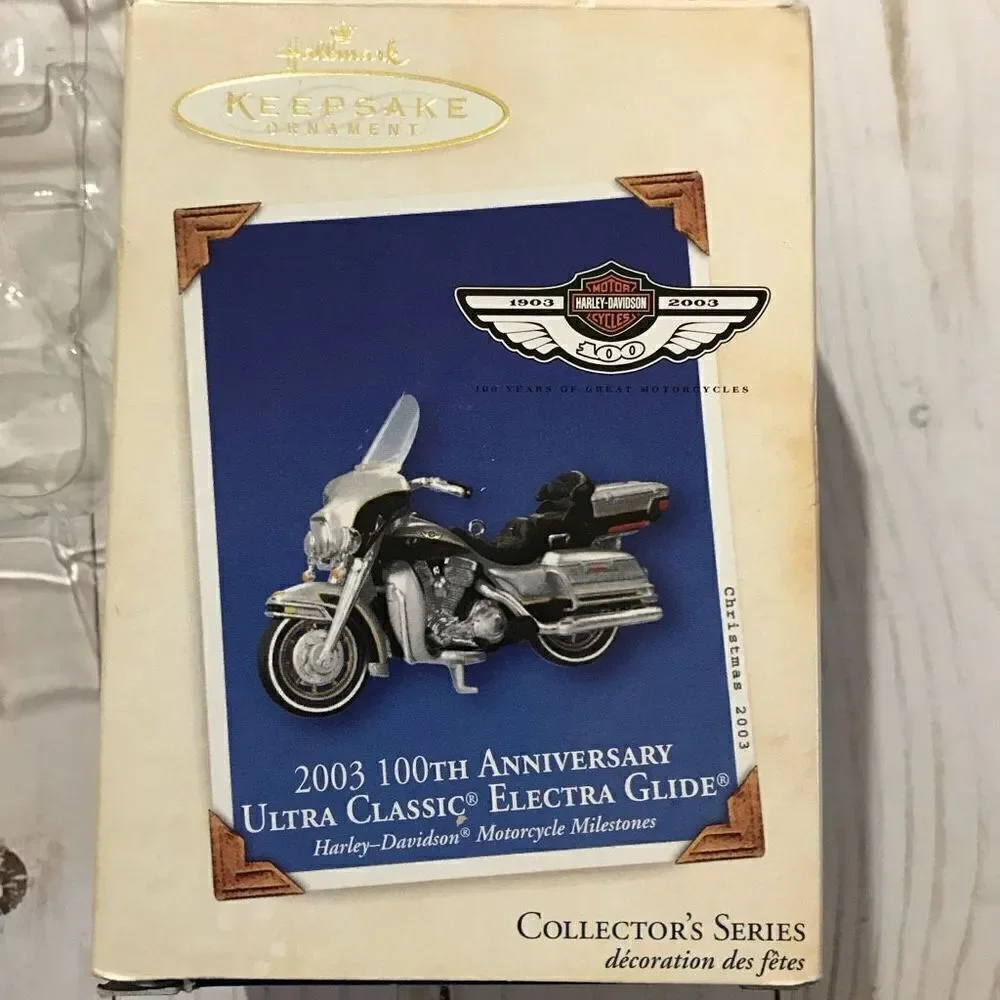 Hallmark Harley Davidson motorcycle ornament box collectible 100th anniversary